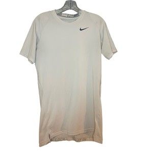 Nike Pro Shirt Mens Large Fitted Dri-Fit Short Sleeve White Breathable Active